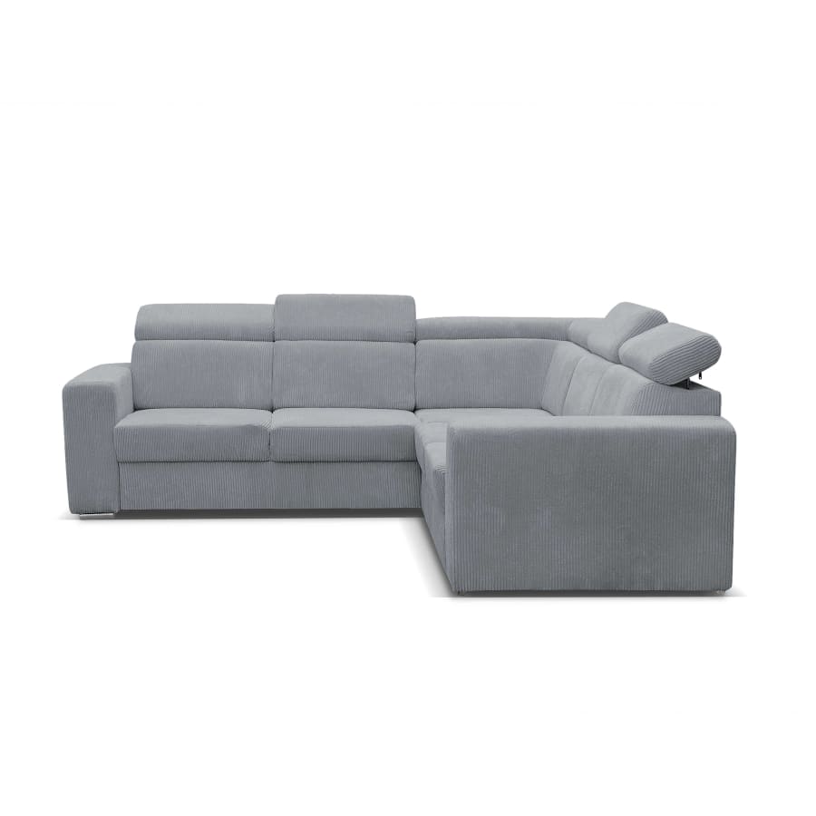 Canapé d'angle réversible et convertible en velours côtelé gris clair